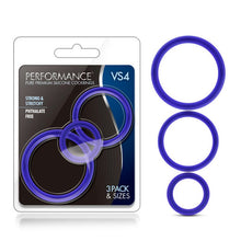 Load image into Gallery viewer, Performance Silicone Cock Ring 3 Pc Set Indigo
