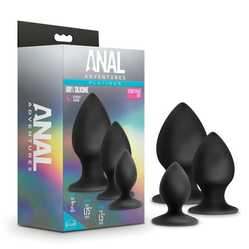 Anal Adventures Platinum Silicone Anal Stout Plug Kit - LOVEBEE