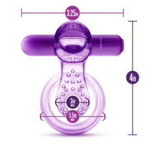 Load image into Gallery viewer, Play With Me Lick It Vibrating Double Strap Cock Ring Purple
