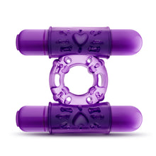 Load image into Gallery viewer, Play With Me Double Play Dual Vibrating Cock Ring Purple
