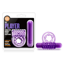 Load image into Gallery viewer, Play With Me The Player Vibrating Double Strap Cock Ring Purple
