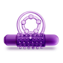 Load image into Gallery viewer, Play With Me The Player Vibrating Double Strap Cock Ring Purple
