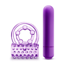 Load image into Gallery viewer, Play With Me The Player Vibrating Double Strap Cock Ring Purple
