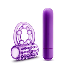 Load image into Gallery viewer, Play With Me The Player Vibrating Double Strap Cock Ring Purple
