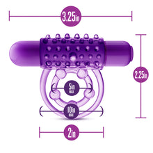 Load image into Gallery viewer, Play With Me The Player Vibrating Double Strap Cock Ring Purple
