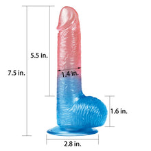 Load image into Gallery viewer, Dazzle Studs Dildo 7.5in Pink/Blue
