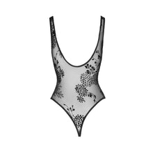 Load image into Gallery viewer, Tulle Bodysuit  w Patterned Flock Embroidery
