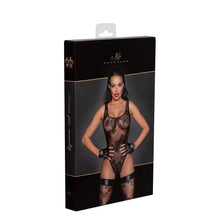 Load image into Gallery viewer, Tulle Bodysuit  w Patterned Flock Embroidery
