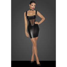 Load image into Gallery viewer, Power Wetlook Short Dress w Front Tulle Inserts
