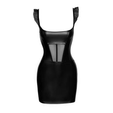 Load image into Gallery viewer, Power Wetlook Short Dress w Front Tulle Inserts
