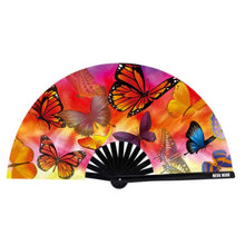 Load image into Gallery viewer, Butterfly Garden Blacklight Folding Fan

