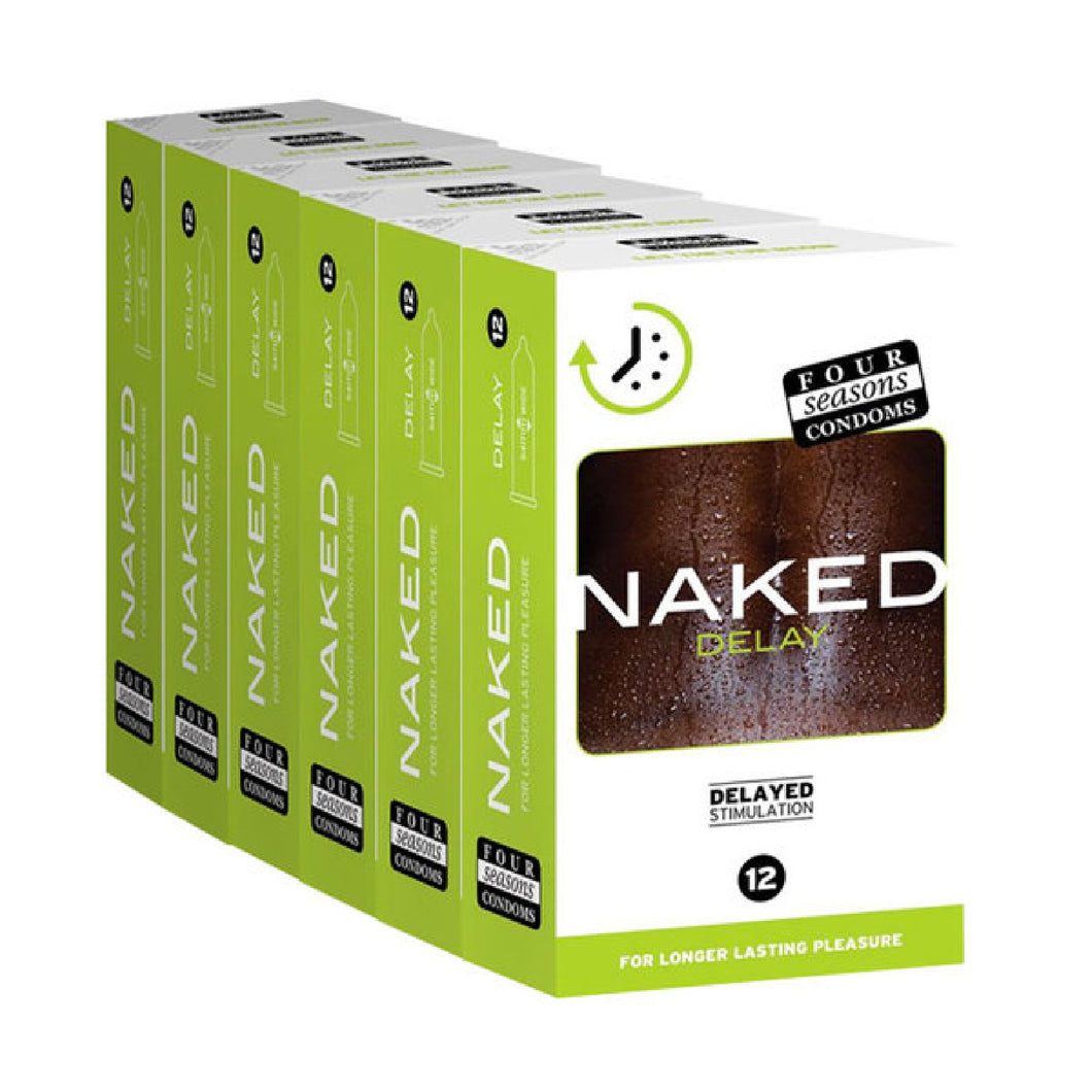 6 Boxes of 12's Four Seasons Naked Delay Latex Male Condoms 54mm