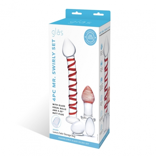 4PC MR. SWIRLY SET WITH GLASS KEGAL BALLS & 3.25