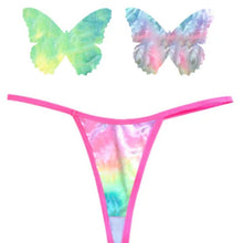 Load image into Gallery viewer, Rainbow Sherbet Tie Die Butterfly Pastie and Panty Set
