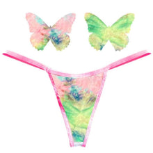 Load image into Gallery viewer, Rainbow Sherbet Tie Die Butterfly Pastie and Panty Set
