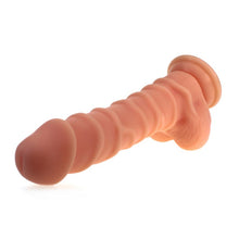 Load image into Gallery viewer, Realistic Dildo Ridged Shaft w Balls Flesh
