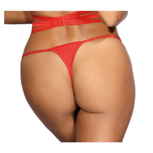 Load image into Gallery viewer, Microfiber and Lace G-String with Studs Red
