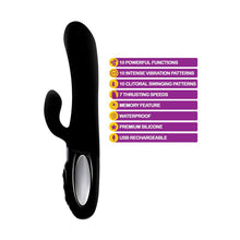 Load image into Gallery viewer, Viben Hypnotic Thrusting Rabbit Vibe w Swinging Clit Stim Black
