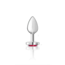 Load image into Gallery viewer, Cheeky Charms Silver Metal  Butt Plug w Heart Pink Jewel Small

