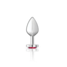 Load image into Gallery viewer, Cheeky Charms Silver Metal  Butt Plug w Heart Pink Jewel Medium
