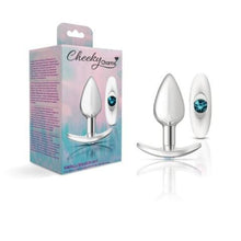 Load image into Gallery viewer, Cheeky Charms Silver Anchor Butt Plug w Clear and Teal Jewel Kit

