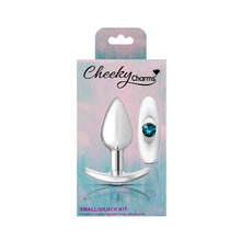 Load image into Gallery viewer, Cheeky Charms Silver Anchor Butt Plug w Clear and Teal Jewel Kit
