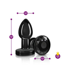 Load image into Gallery viewer, Cheeky Charms Gunmetal Rechargeable Vibrating Metal Butt Plug w Remote Small
