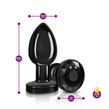 Load image into Gallery viewer, Cheeky Charms Gunmetal Rechargeable Vibrating Metal Butt Plug w Remote Medium

