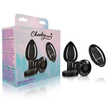 Load image into Gallery viewer, Cheeky Charms Gunmetal Rechargeable Vibrating Metal Butt Plug w Remote Medium
