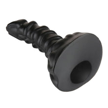 Load image into Gallery viewer, Ribbed Anal Dildo Black Large
