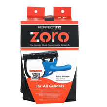 Load image into Gallery viewer, Perfect Fit Zoro Strap-On 5.5&quot; Dildo Harness Couples Gender Neutral Sex Toy Blue
