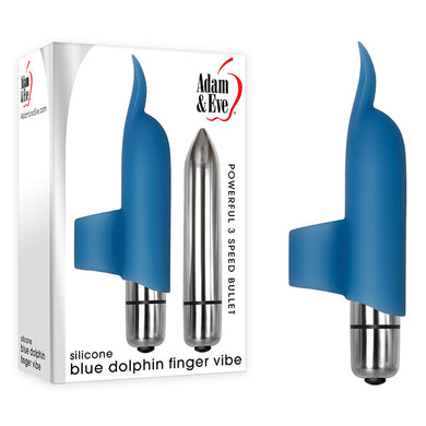 Adam & Eve Silicone Blue Dolphin Finger Vibe - LOVEBEE