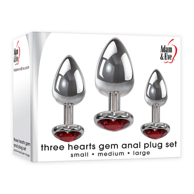 Adam & Eve Three Hearts Gem Anal Plug Set - LOVEBEE