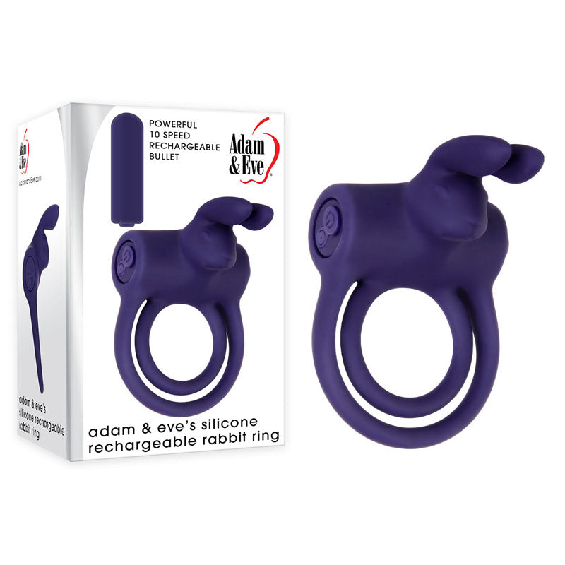 Adam & Eve Silicone Rechargeable Rabbit Ring - LOVEBEE