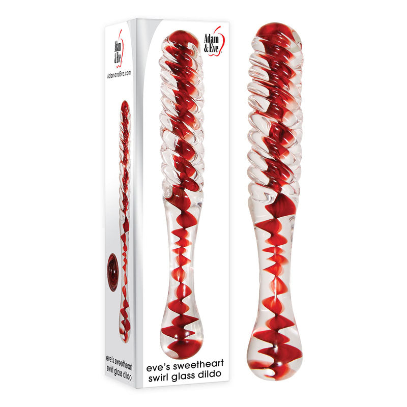 Adam & Eve Sweetheart Swirl Glass Dildo - LOVEBEE
