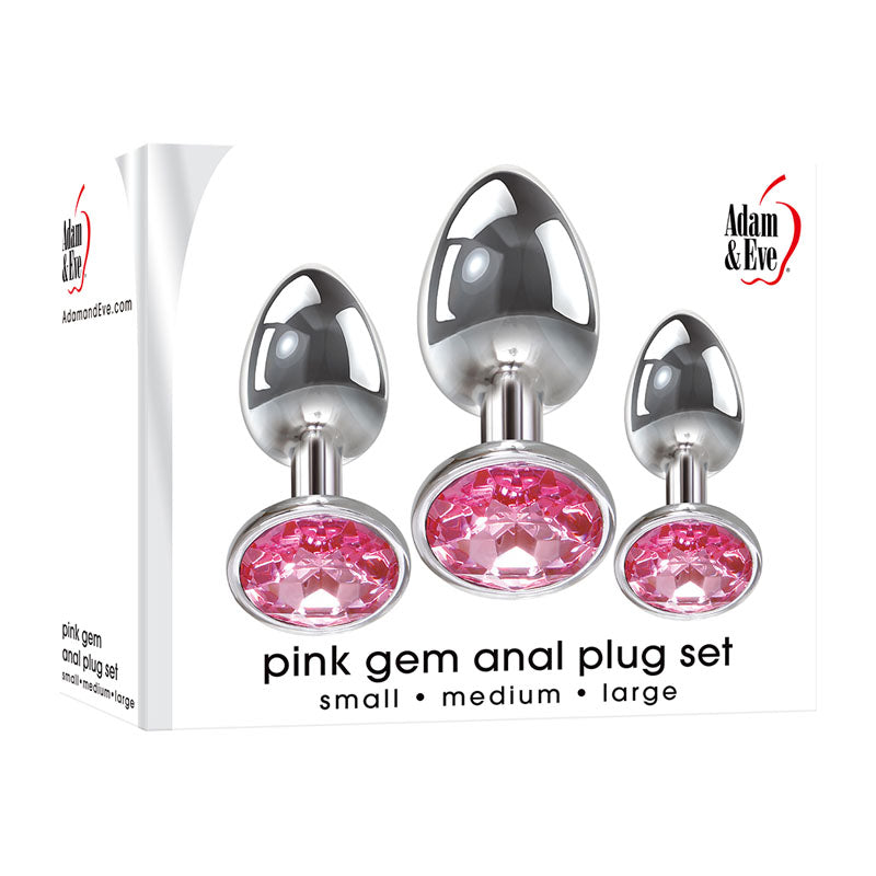 Adam & Eve Pink Gem Anal Plug Set - LOVEBEE