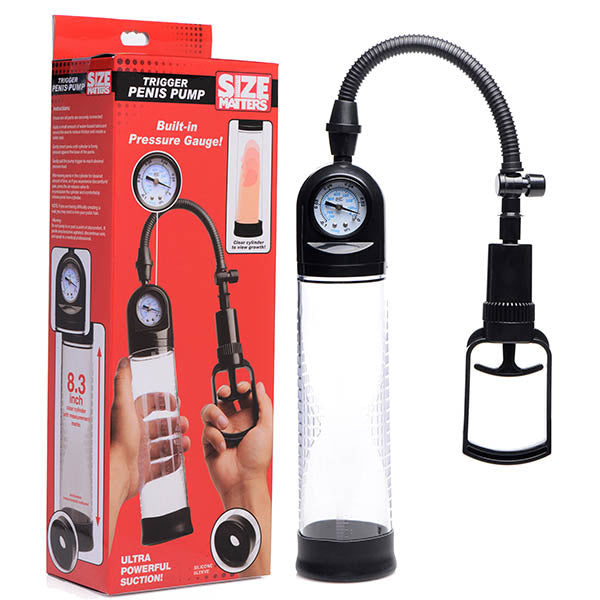 Size Matters Trigger Penis Pump with Built-in Pressure Gauge