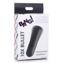 Load image into Gallery viewer, Bang! 10X Vibrating Metallic Bullet Black USB Rechargeable
