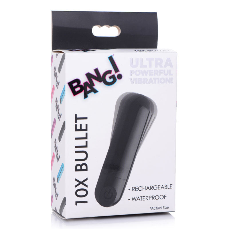 Bang! 10X Vibrating Metallic Bullet Black USB Rechargeable