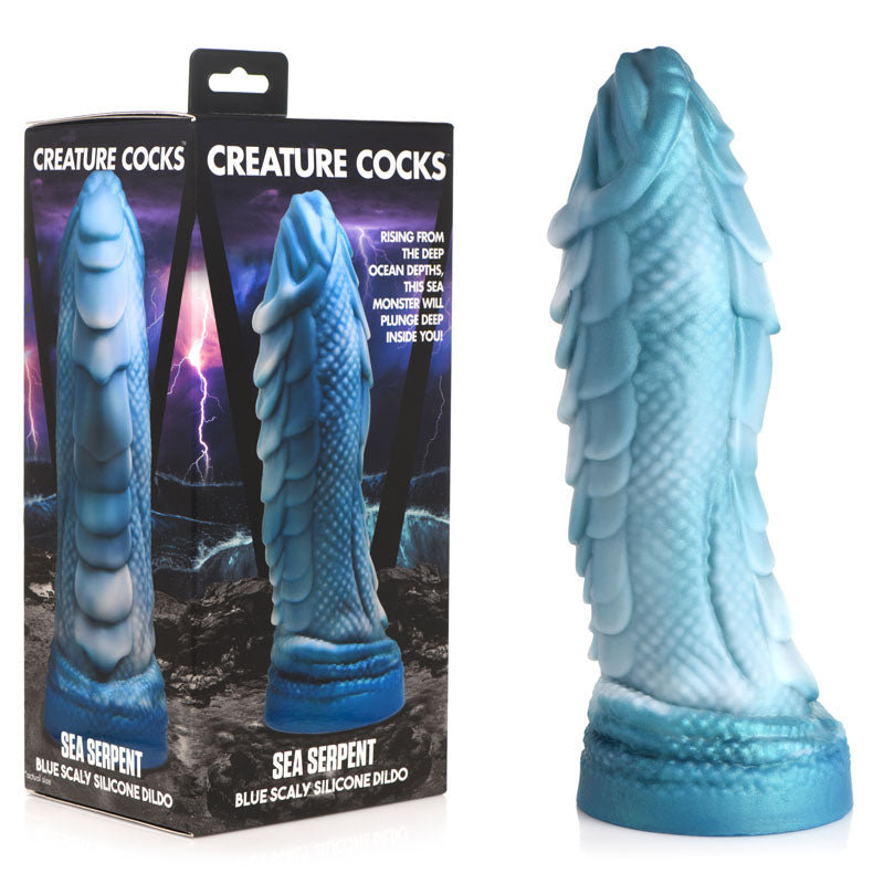 Creature Cocks Sea Serpent Blue Scaly Silicone Dildo