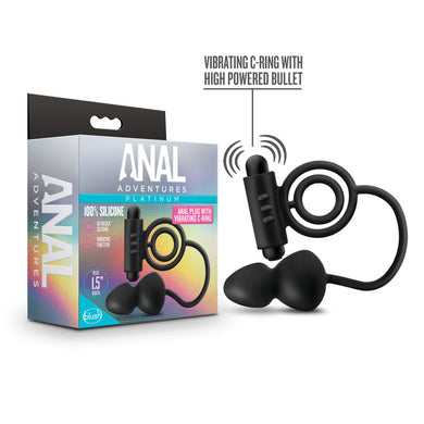 Anal Adventures Platinum Anal Plug & Vibrating C-Ring - LOVEBEE