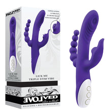 Load image into Gallery viewer, Evolved Lick Me Triple Stimulator Rabbit Vibrator USB Rechargeable Sex Toy
