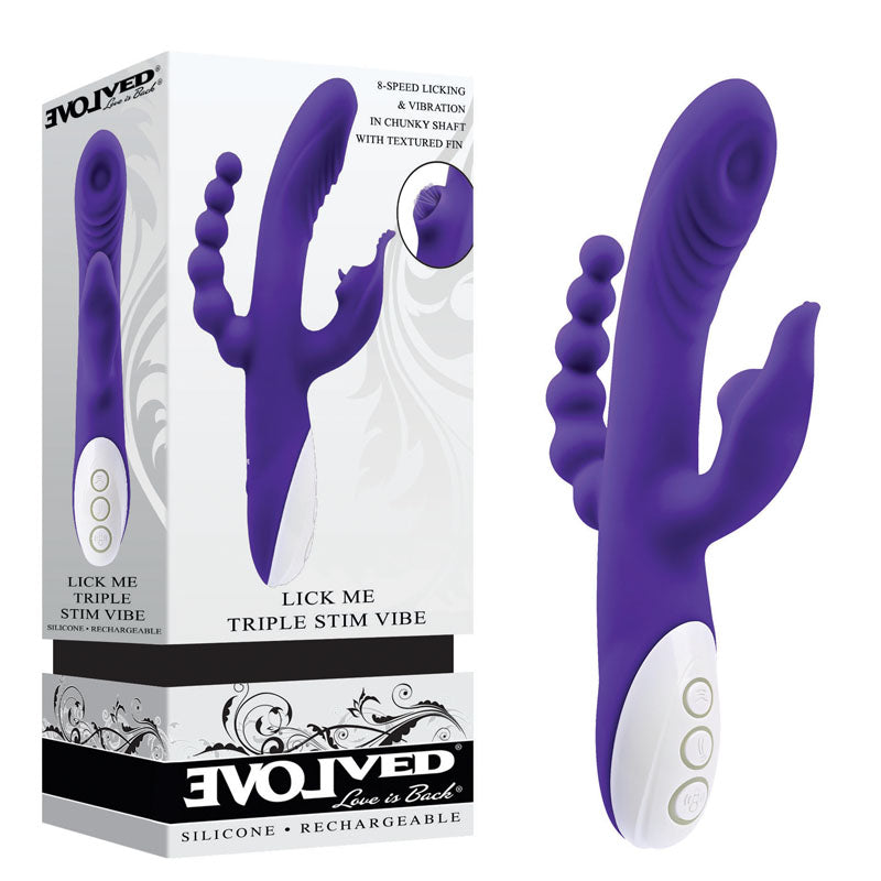 Evolved Lick Me Triple Stimulator Rabbit Vibrator USB Rechargeable Sex Toy