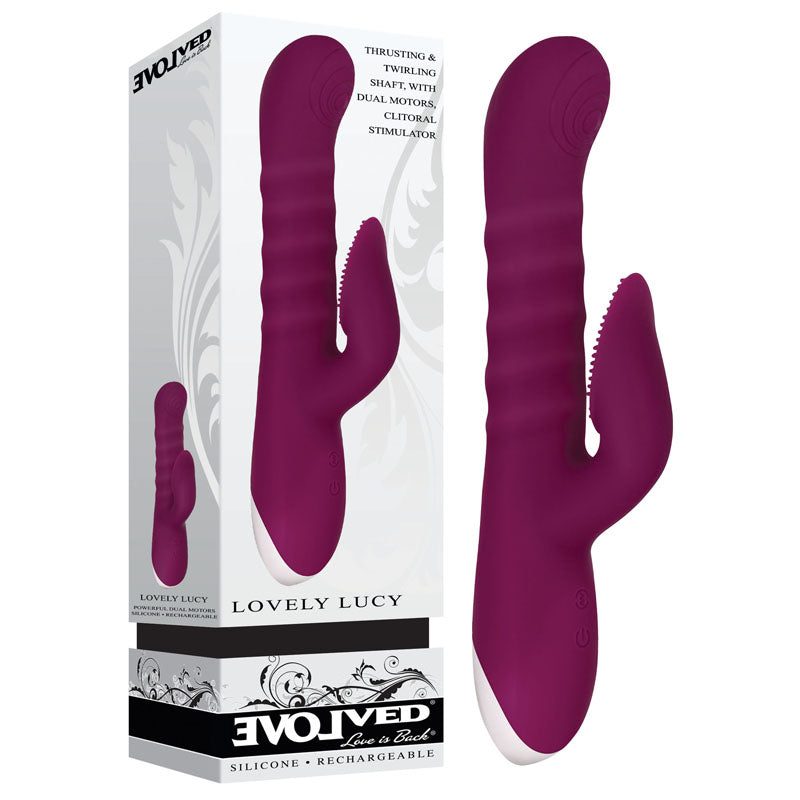 Evolved LOVELY LUCY Thrusting & Rotating Rabbit Vibrator USB Sex Toy