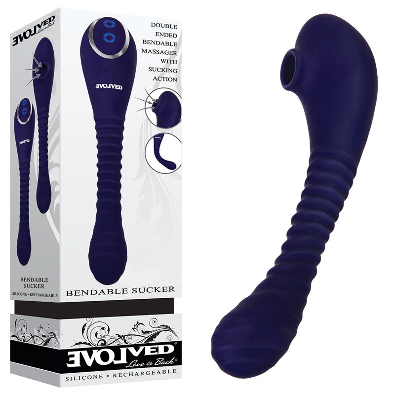 Evolved Bendable Sucker Double Ended Clitoral Stimulator G Spot Vibrator Sex Toy