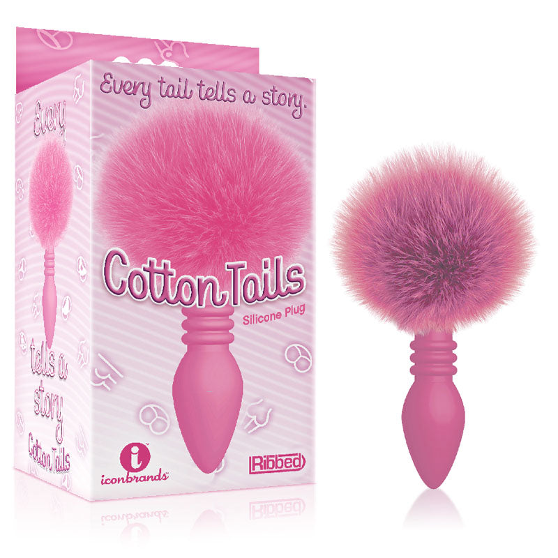 The 9's Cottontails Anal Butt Plug Bunny Tail Ribbed Pink