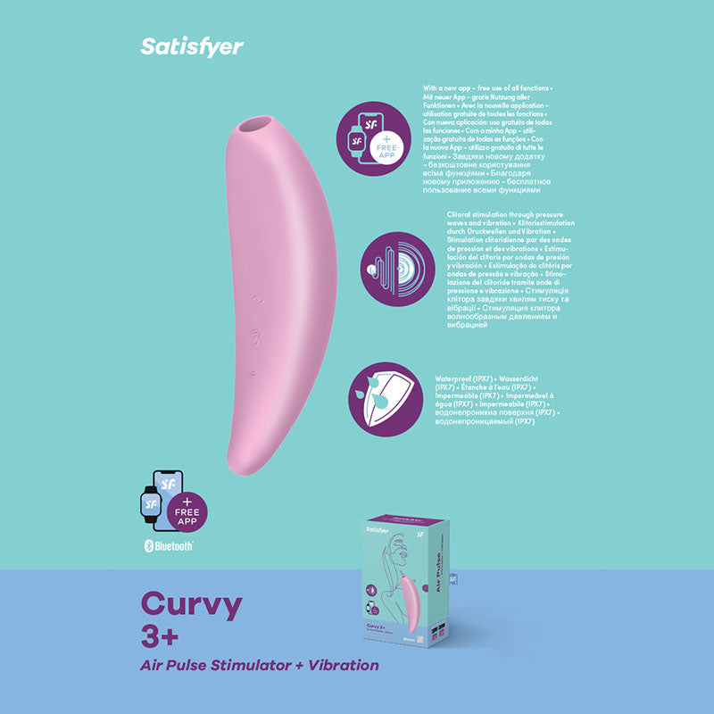 Satisfyer Curvy 3+ Air Pulse Clitoral Stimulator APP Control Vibrator Sex Toy