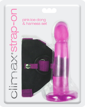 Strap-On Pink Ice Dong & Harness Set