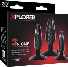 Load image into Gallery viewer, Xplorer Anal Training Butt Plug Kit (Ribbed) (Black)
