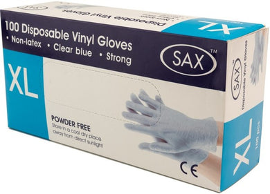 100 X Disposable Vinyl Gloves - Blue - LOVEBEE